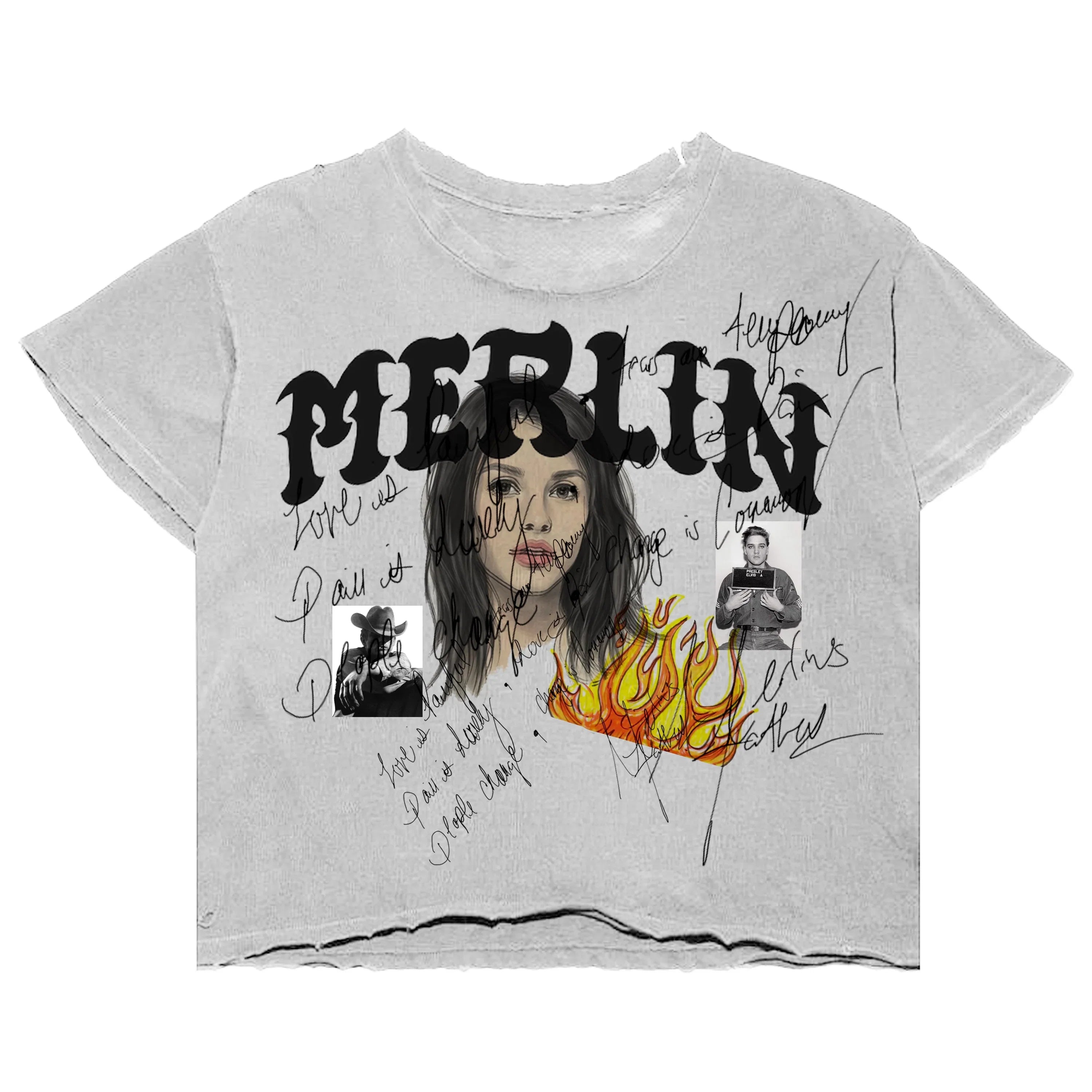 Merlin's Father Lady Flame Tee White