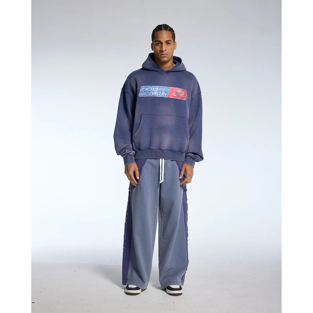 Pit Stop Hoodie Navy Blue Washed
