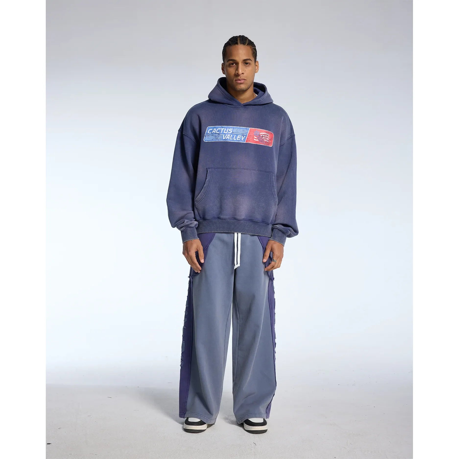 Pit Stop Hoodie Navy Blue Washed