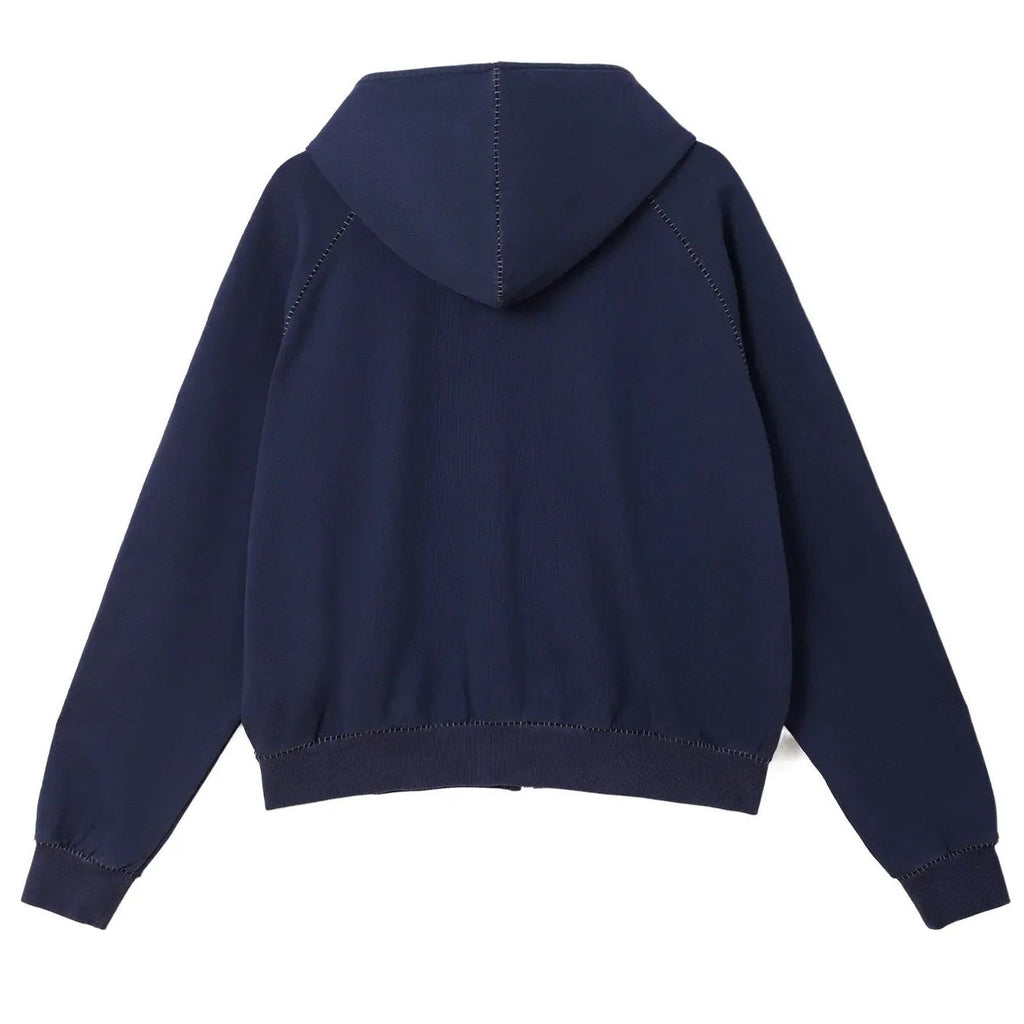 Blanket Stitch Zip Up Hoodie Navy