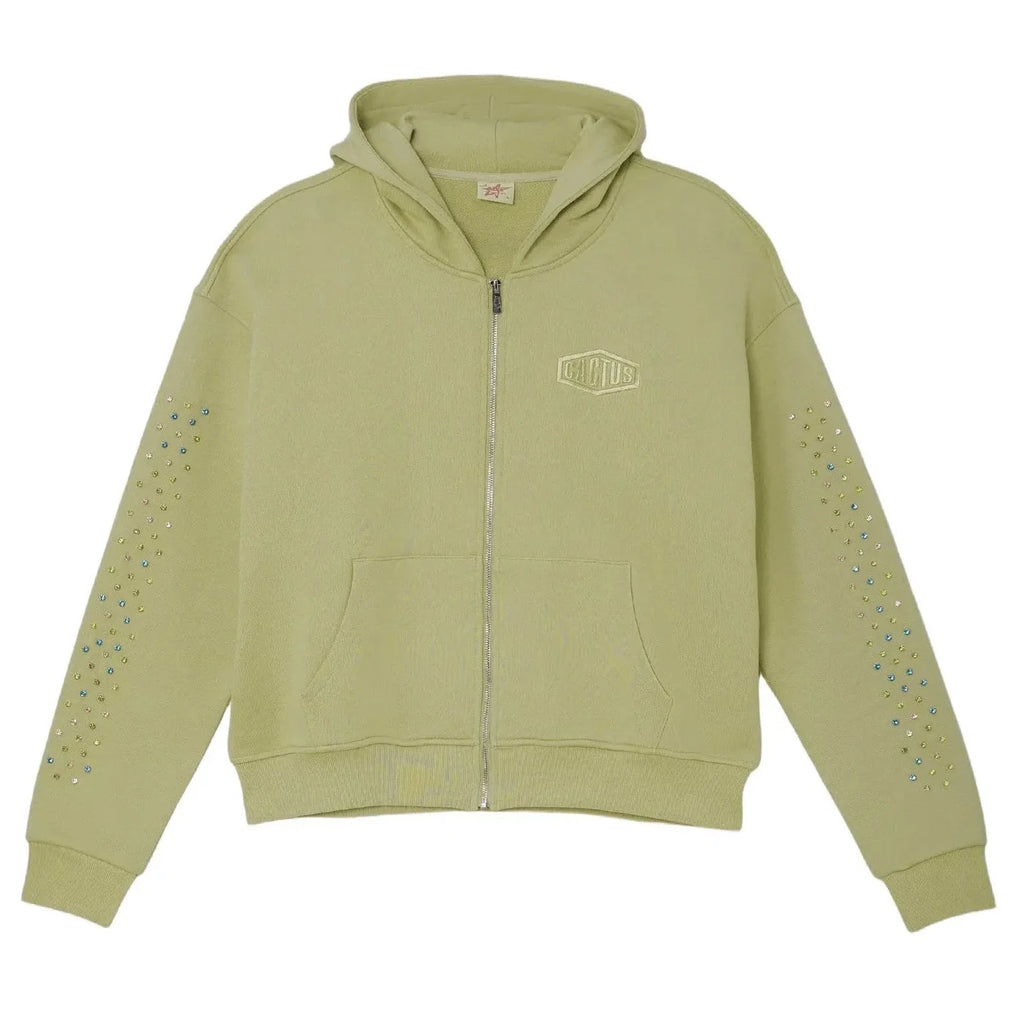 Crystal Cactus Zip-Up Hoodie Sage