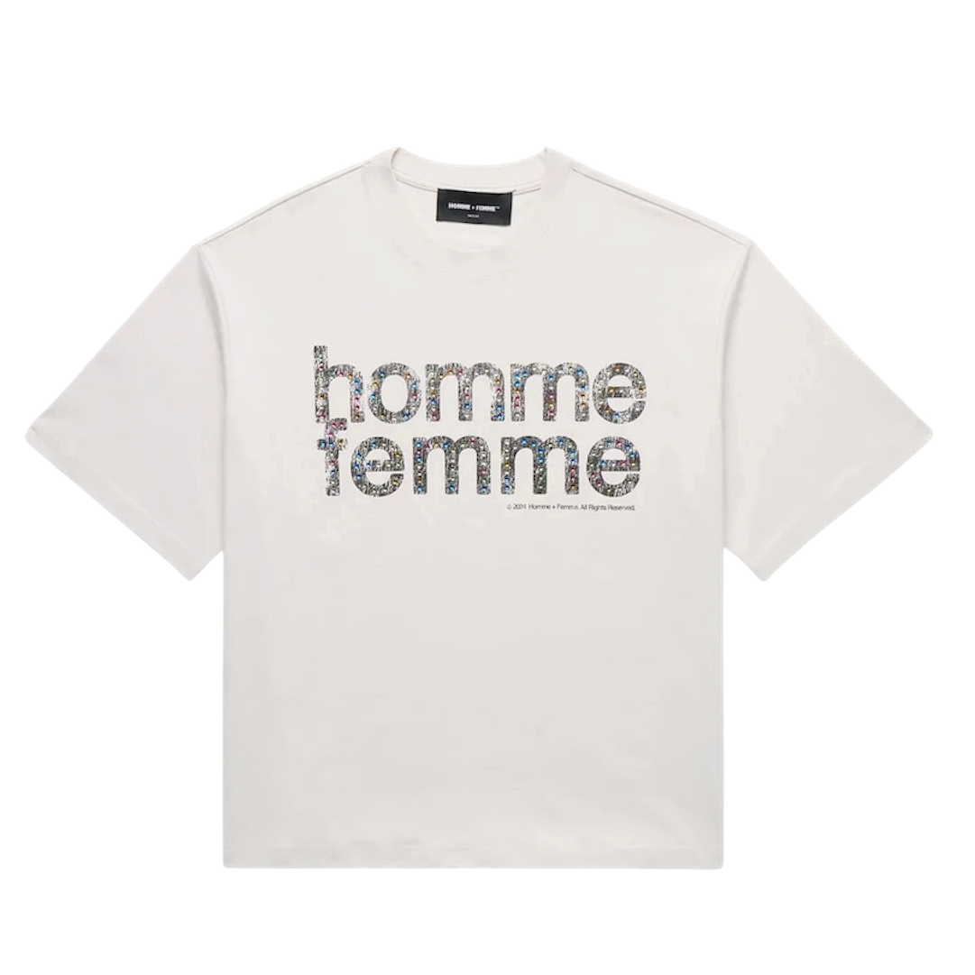 Mardi Grass White Cropped Tee