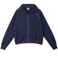 Blanket Stitch Zip Up Hoodie Navy