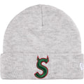 Supreme New Era Devil S Logo Beanie Grey